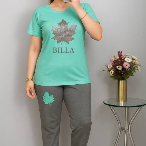 ست تیشرت و شلوار برگ کد 134192 - خرید ست تیشرت شلوار زنانه عمده