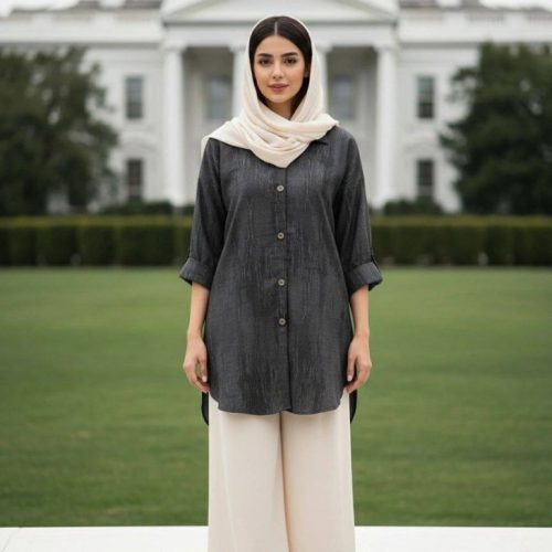 مانتو پری جلو دکمه آستین پاکتی کد 134267 - خرید مانتو زنانه عمده