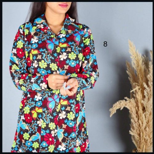 مانتو جلو دکمه طرح میکس کد 134609 - خرید مانتو زنانه عمده