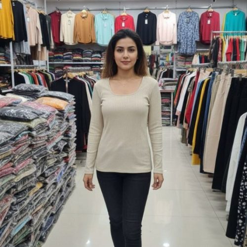 بلوز یقه خشتی کد 135275 - خرید بلوز تک زنانه عمده