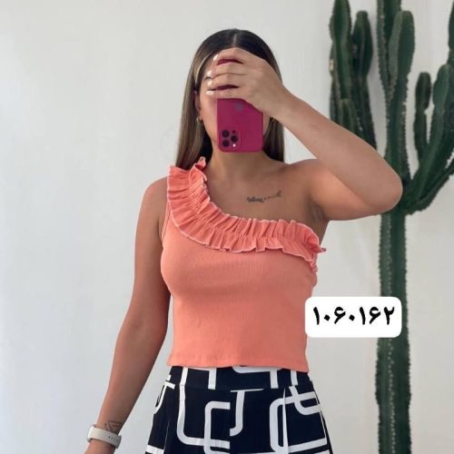 کراپ رومی چین دار کد 135280 - خرید تاپ و تیشرت زنانه عمده