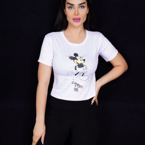 کراپ چاپ مرواریدی کد 136249 - خرید تاپ و تیشرت زنانه عمده