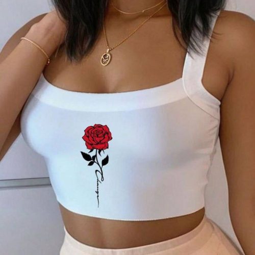 کراپ چاپ گل و گیلاس کد 136253 - خرید تاپ و تیشرت زنانه عمده