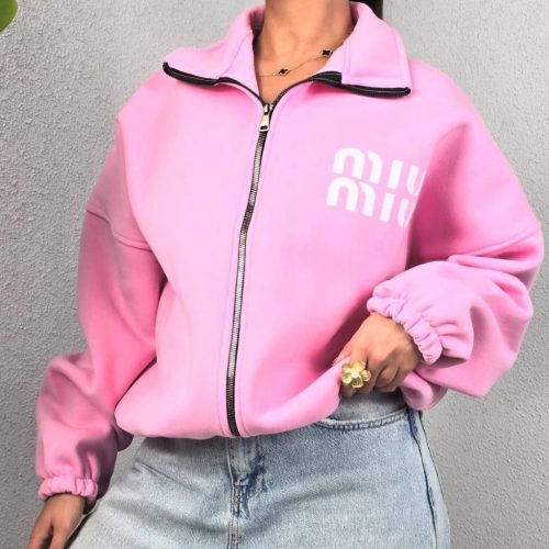 هودی زنانه جلو زیپ miu miu کد 136810 - خرید کاپشن و هودی زنانه عمده