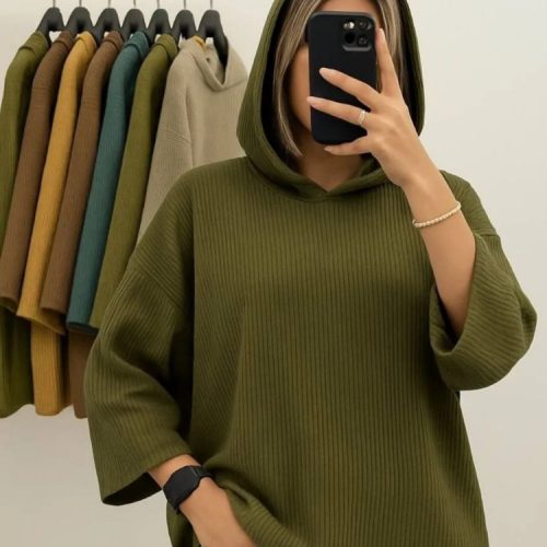 باکسی کلاهدار کد 135436 - خرید کاپشن و هودی زنانه عمده