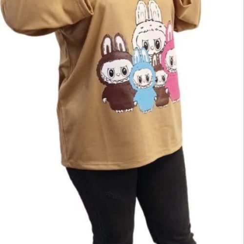 تیشرت هودی لب بو کد 135451 - خرید تاپ و تیشرت زنانه عمده