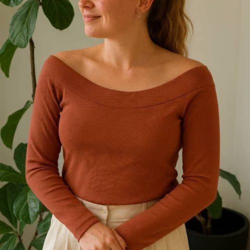 بلوز آستین بلند یقه دلبر کد 135461 - خرید بلوز تک زنانه عمده