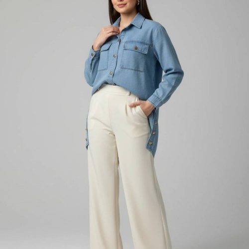 مانتو بغل دکمه کد 135519 - خرید مانتو زنانه عمده