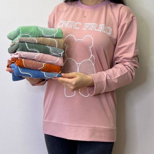 بلوز تدی چاپ نگین کد 135593 - خرید بلوز تک زنانه عمده