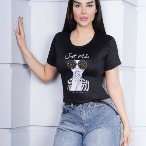 کراپ چاپی مروارید کد 136105 - خرید تاپ و تیشرت زنانه عمده