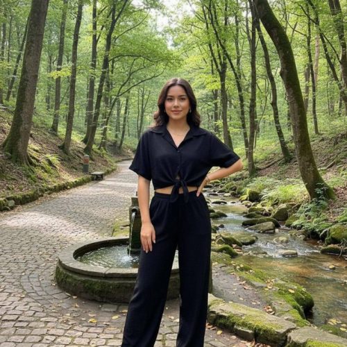 ست کراپ شلوار جلو گره ای کد 137485 - خرید ست تاب شلوارک زنانه عمده