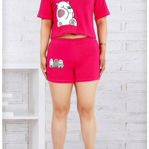 ست کراپ شورتک لب بو کد 137490 - خرید ست تاب شلوارک زنانه عمده