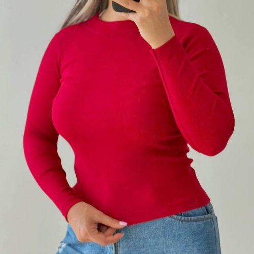 بلوز آستین بلند یقه گرد کد 138225 - خرید بلوز تک زنانه عمده