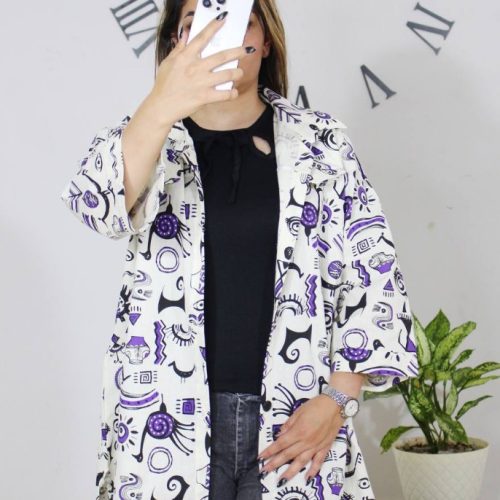 مانتو جلو دکمه طرح دار کد 134613 - خرید مانتو زنانه عمده