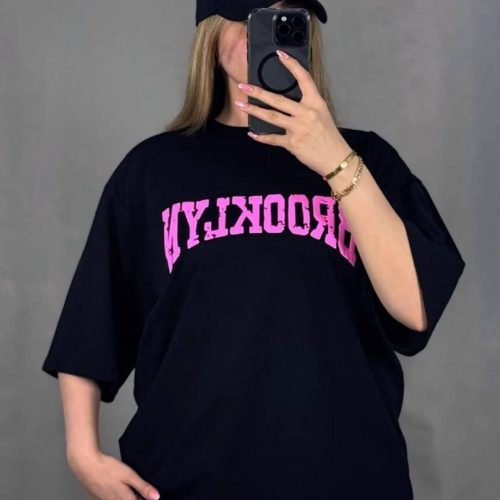 تیشرت باکسی سایز بزرگ کد 135058 - خرید تاپ و تیشرت زنانه عمده