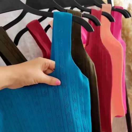 تاب بافت لوزی کد 135145 - خرید تاپ و تیشرت زنانه عمده