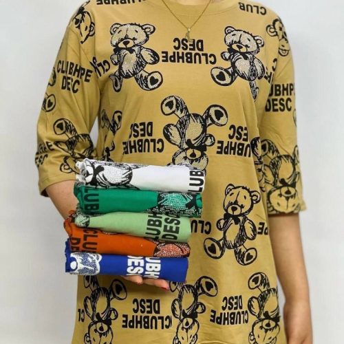 تیشرت لش چاپ و نگین کد 135700 - خرید تاپ و تیشرت زنانه عمده