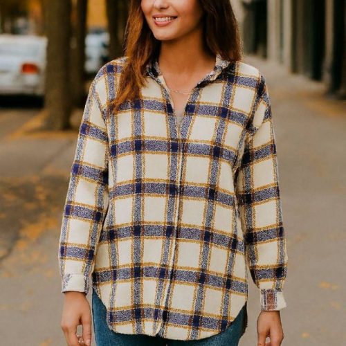 مانتو شگت چهار خونه کد 135706 - خرید مانتو زنانه عمده