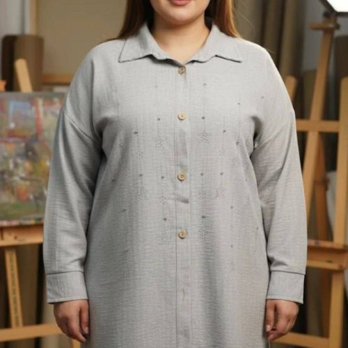 مانتو جلو دکمه نگین کد 135725 - خرید مانتو زنانه عمده