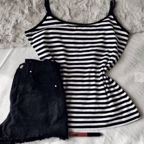 تاپ ۲ بندی راه راه کد 135726 - خرید تاپ و تیشرت زنانه عمده