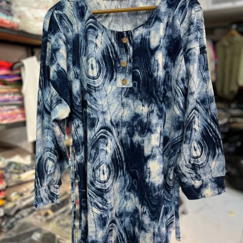 تونیک طرح دار قواره بزرگ جلو دکمه کد 135859 - خرید تونیک زنانه عمده