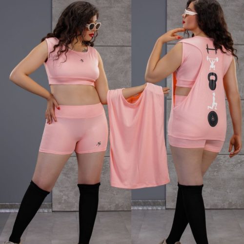 ست کراپ و شورتک لش کد 135878 - خرید ست تاب شلوارک زنانه عمده