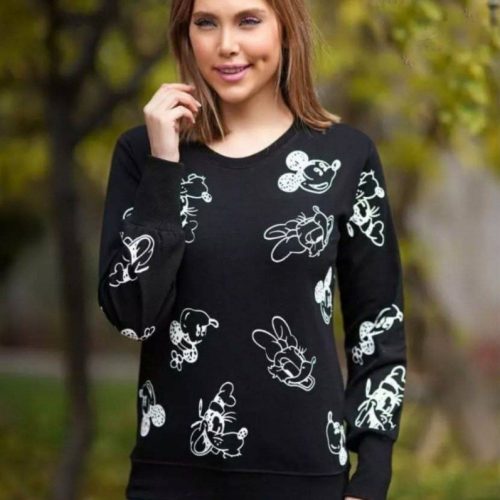 بلوز دورس چاپ میکی کد 135889 - خرید بلوز تک زنانه عمده