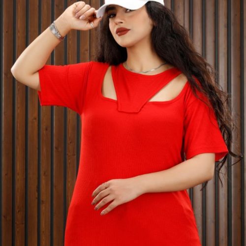 تیشرت یقه دو تیک کد 135894 - خرید تاپ و تیشرت زنانه عمده