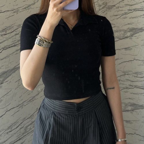 کراپ یقه مردانه کد 136003 - خرید تاپ و تیشرت زنانه عمده