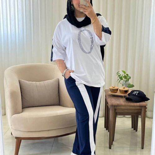 ست تیشرت و شلوار چاپ دار کد 137888 - خرید ست تیشرت شلوار زنانه عمده