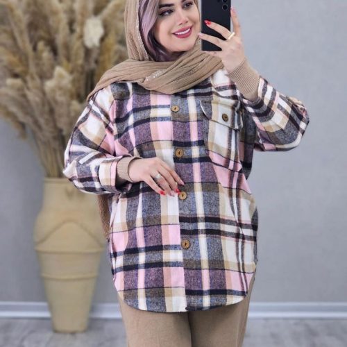 مانتو شومیز چهار خونه کد 137895 - خرید مانتو زنانه عمده