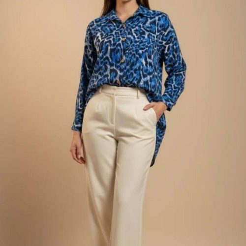 شومیز مانتو پلنگی شیک کد 137903 - خرید شومیز زنانه عمده