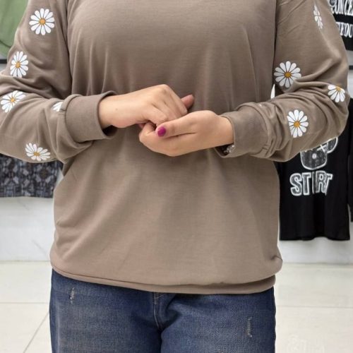 بلوز آستین دار چاپ دار کد 138251 - خرید بلوز تک زنانه عمده