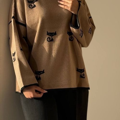 بافت باکسی گربه کد 138903 - خرید کاپشن و هودی زنانه عمده