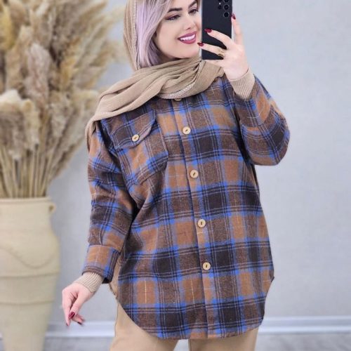 مانتو شومیز چهار خونه کد 138976 - خرید مانتو زنانه عمده