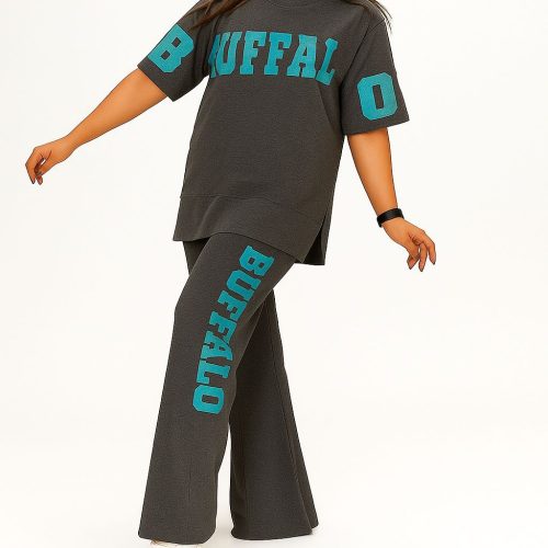 ست اسپرت ملانژ کد 139845 - خرید ست تیشرت شلوار زنانه عمده