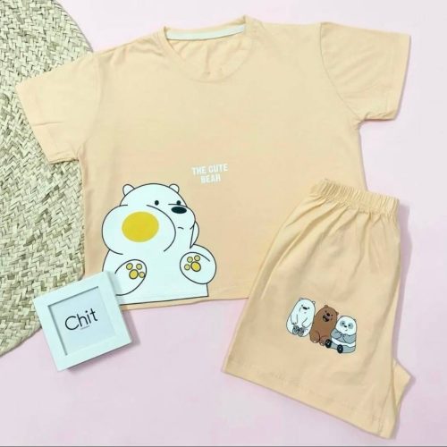 ست کراپ و شورتک خرس لپو کد 139857 - خرید ست تاب شلوارک زنانه عمده