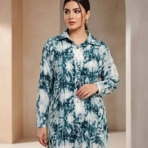 مانتو جلو دکمه آبرنگی کد 140022 - خرید مانتو زنانه عمده