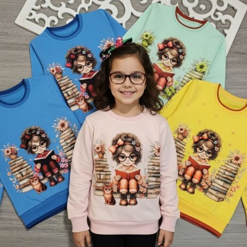 بلوز تک دخترانه پشت چاپ کد 135789 - خرید ست بلوز شلوار دخترانه عمده