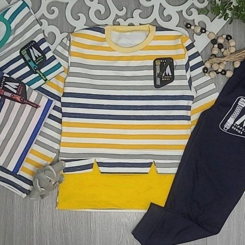 بلوز شلوار راه راه پسرانه کد 136089 - خرید ست بلوز شلوار پسرانه عمده