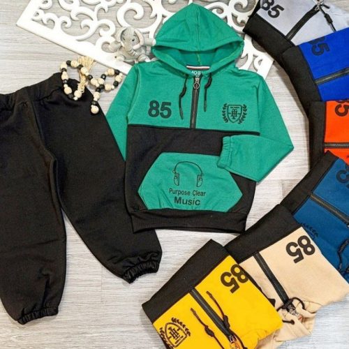 هودی شلوار پسرانه داخل کرک دار کد 136090 - خرید ست هودی شلوار پسرانه عمده