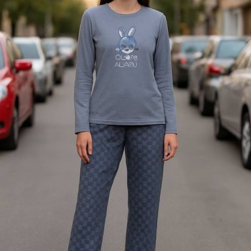 ست بلوزشلوارخرسی شلوار بگ تمام چاپG کد 136349 - خرید شورت زنانه عمده