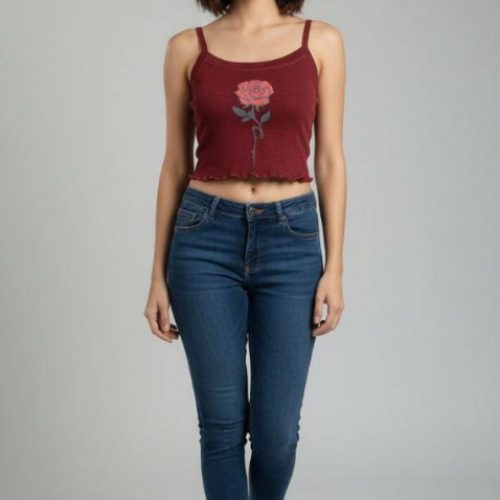 نیم تنه کراپ گیلاس وگل کد 136407 - خرید تاپ و تیشرت زنانه عمده