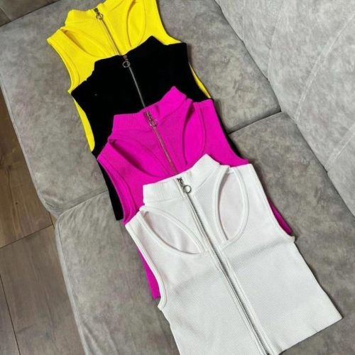 کراپ رومی تمام زیپ کد 136415 - خرید تاپ و تیشرت زنانه عمده