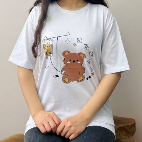 نیم لانگ چاپ تدی کد 136443 - خرید تاپ و تیشرت زنانه عمده