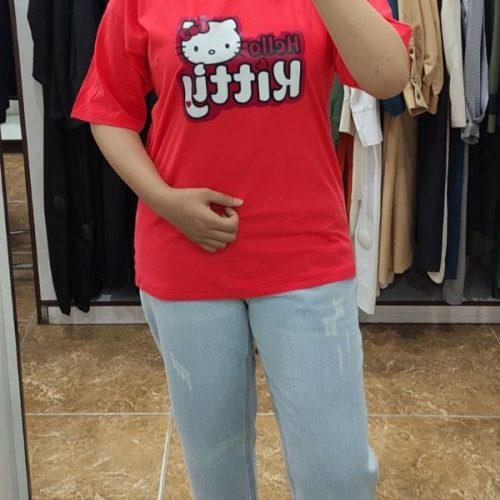 تیشرت نیم لانگ چاپ زول کد 136453 - خرید تاپ و تیشرت زنانه عمده