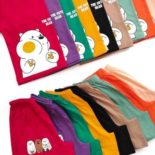 ست کراپ شورتک خرس لپو کد 136500 - خرید ست تاب شلوارک زنانه عمده