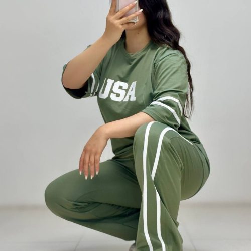 ست تیشرت شلوارUSA کد 136502 - خرید ست تیشرت شلوار زنانه عمده