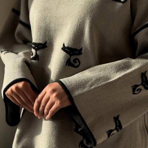 بافت باکسی گربه کد 137776 - خرید بلوز تک زنانه عمده