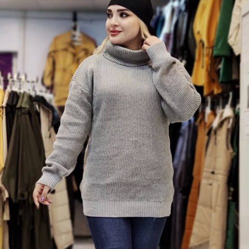 تونیک بافت یقه شل کد 137828 - خرید بلوز تک زنانه عمده